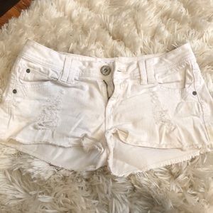 White jean shorts